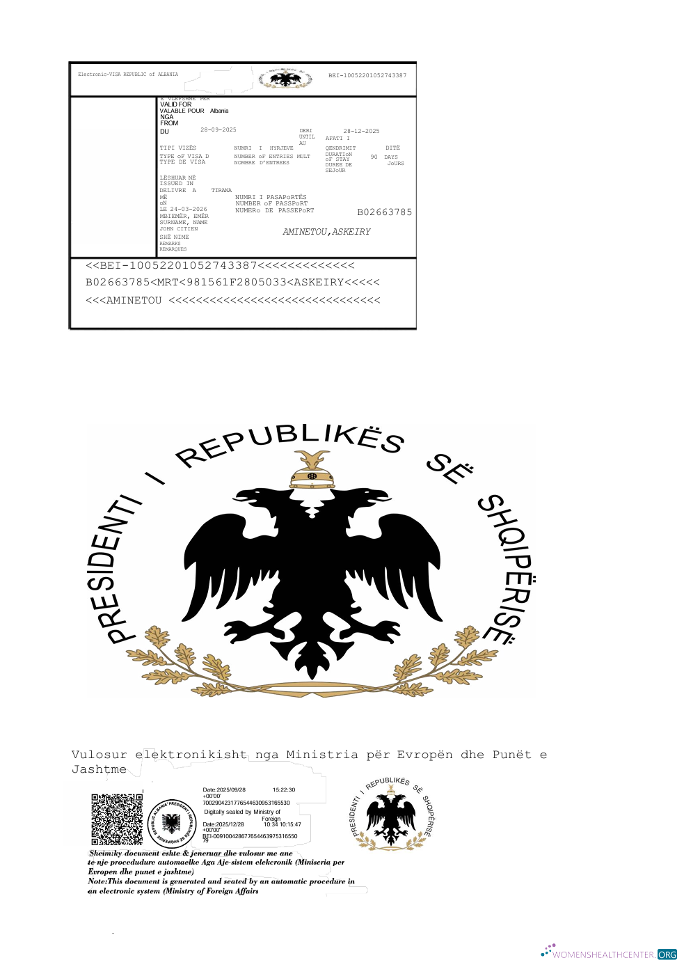 Download Albania e visa template in Word and PDF formats, version 3 Photoshop template
